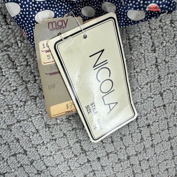 Vintage Nicola Blouse Womens Size 16 Navy White Long Sleeve Polka Dots - Picture 11 of 11